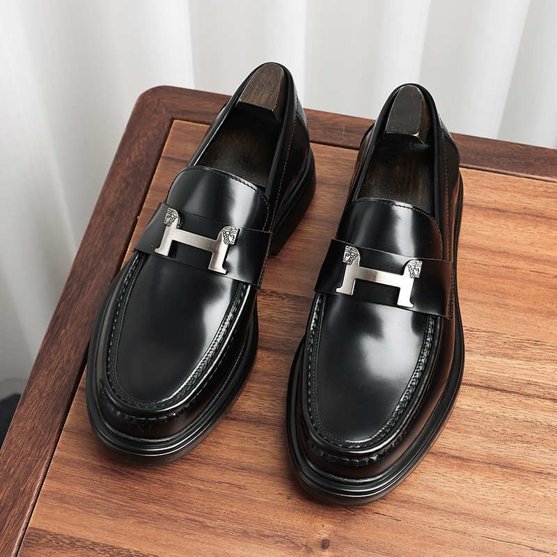 Men's shoes, leather shoes for men, thick-soled European version, made of genuine leather, high-grade wedding shoes, loafers style