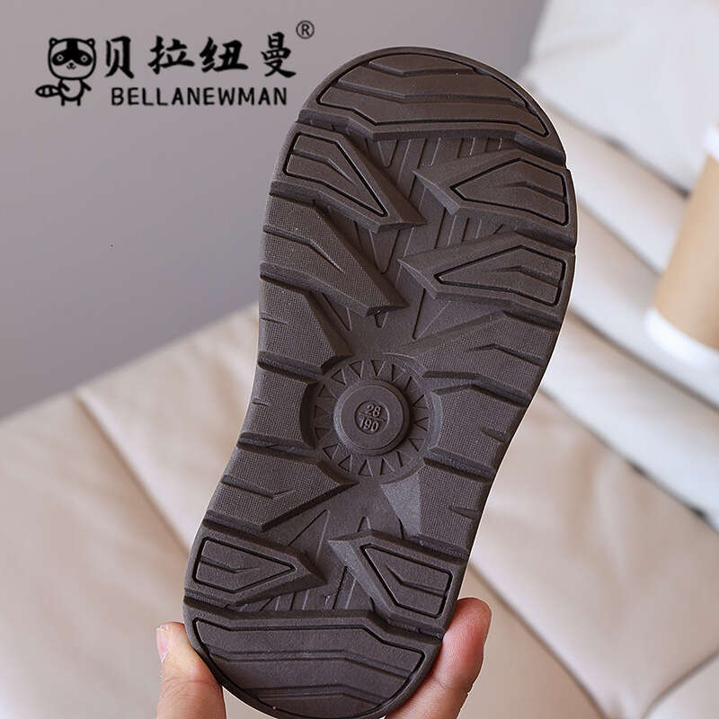 Boys' Black Short 2024 Winter New Korean Style Girls' Casual Boots for Older Children Non-Slip Cotton Shoes Trendy