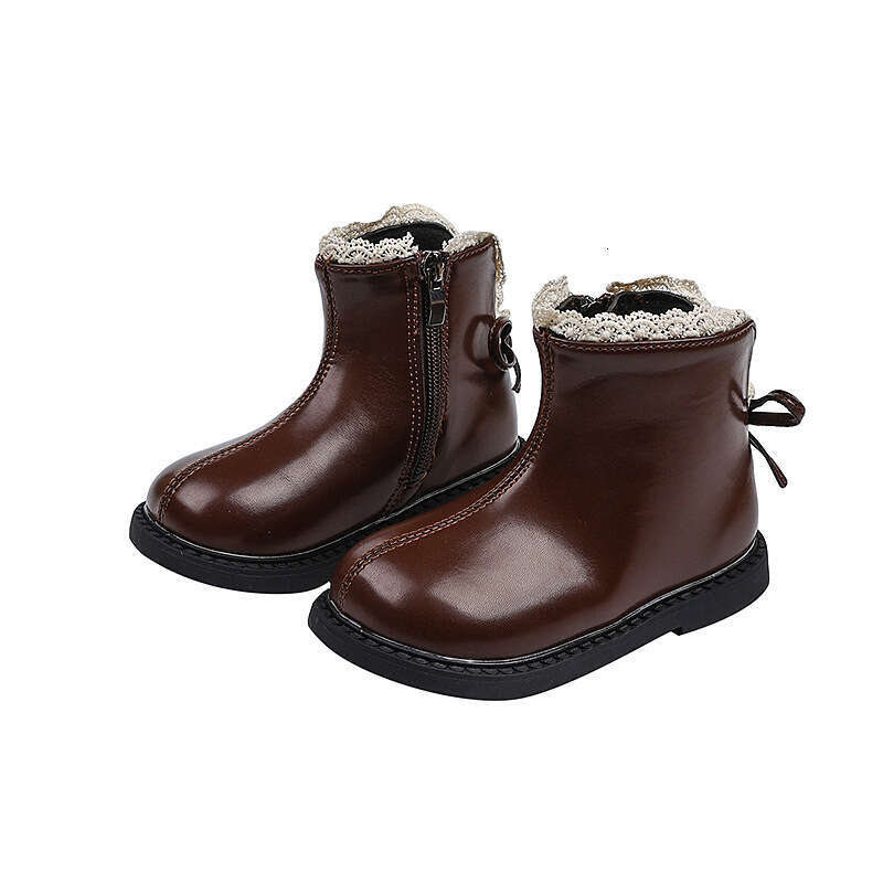 Girls Lace Bow Princess Short 2024 Autumn New Korean Children's Fashion British Style Toddler Leather Boots