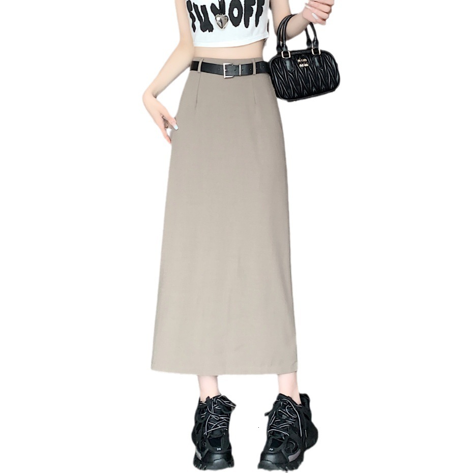 2025 New women's dress new women's niche high waist split mid length A-line skirt wholesale new high-end luxury style designer dress