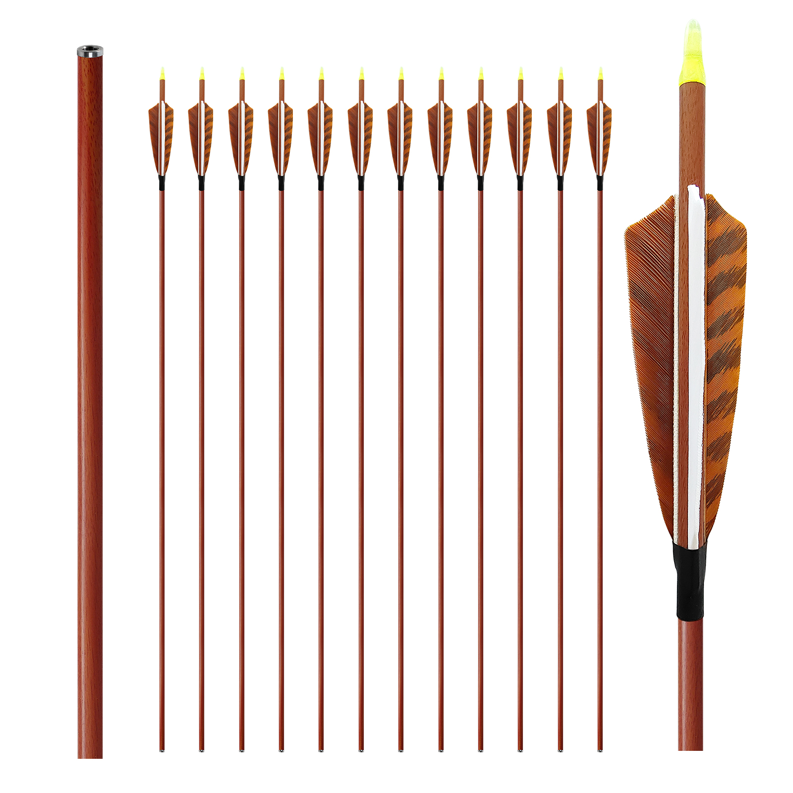 31inch Hunting Arrows Without Arrowheads Woodern Spine250-600 Carbon Fiber Archery Targeting Arrows 6.2mm Practice Arrows for Recurve Bow and Compound