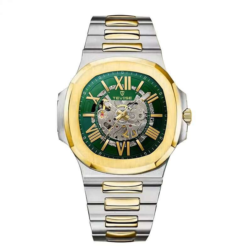 DHgargets Nautilus Skeleton Men's Business Watch Automatic Mechanical, Waterproof, Luminous, Stainless Steel, Classic Luxury Watch for Men