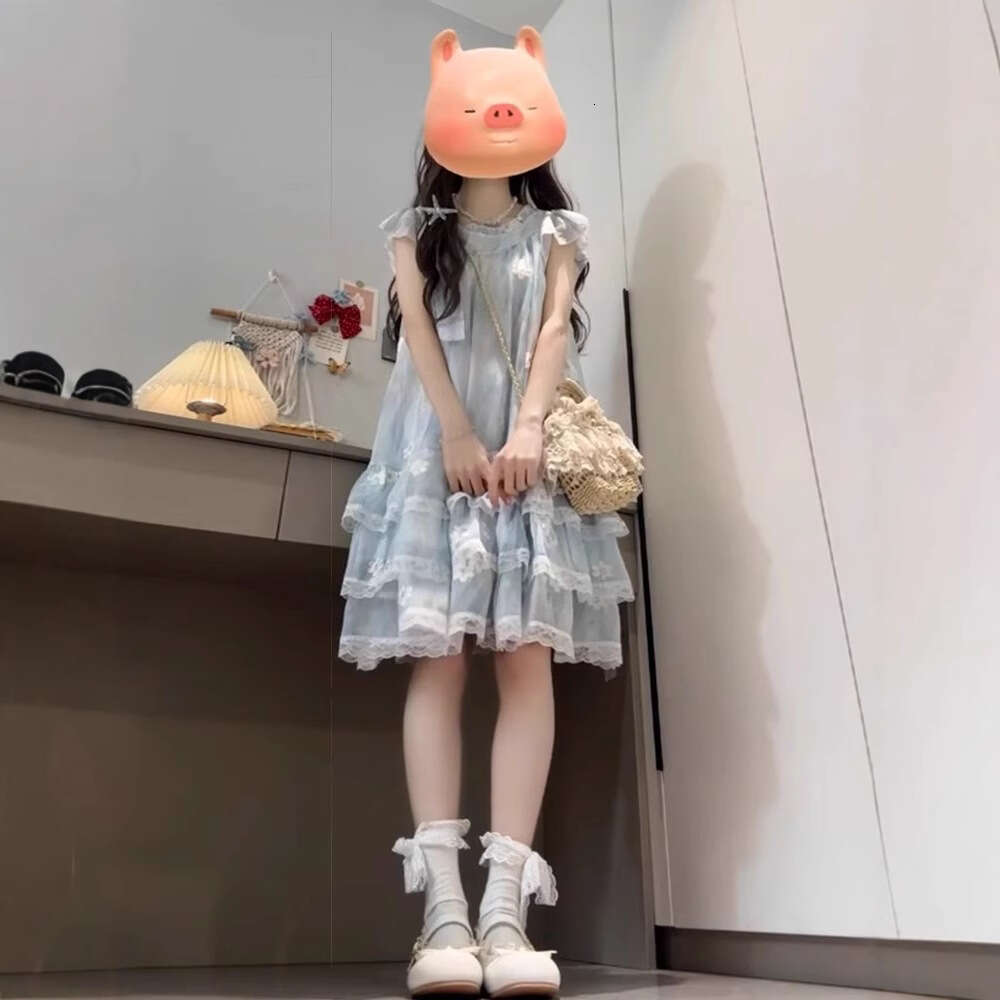 Pure Desire Sweet Little Flutter Sleeve Floral For Girls Summer Petite High-End Elegant Princess Puffy Short Dress B5