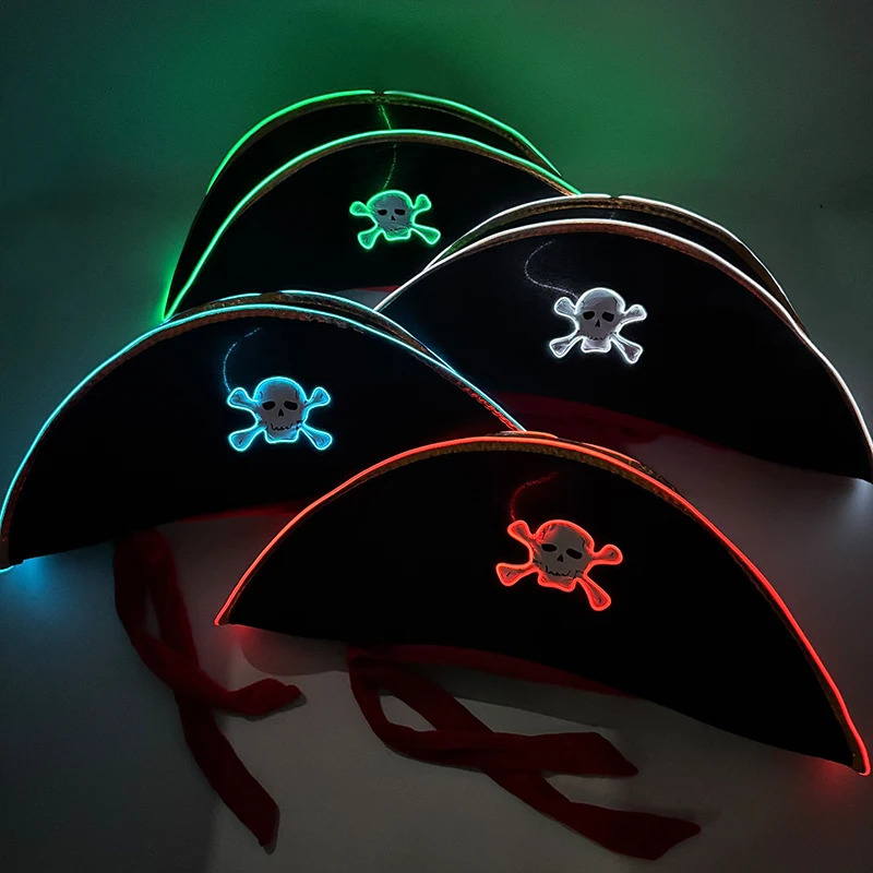 Glowing Firefist Ace pirate hat yellow luminous Portgas D costume neon cowboy for Halloween cosplay anime lovers 250704
