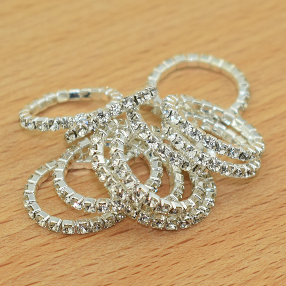 Korean Style Single Row Rhinestone Ring Elastic Ring Inlaid Ring Mixed Batch Elastic Ring 241225