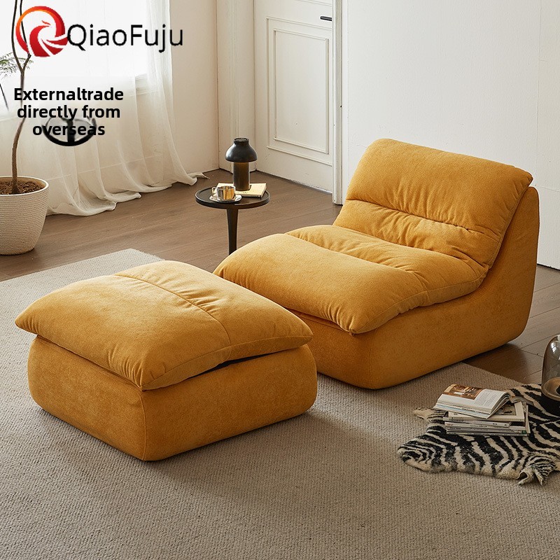 Single sofa compressed sofa chair Small recliner Fabric combination Lazy leisure chair apartment Living room Bedroom Roll bag sofa Boneless sponge apa