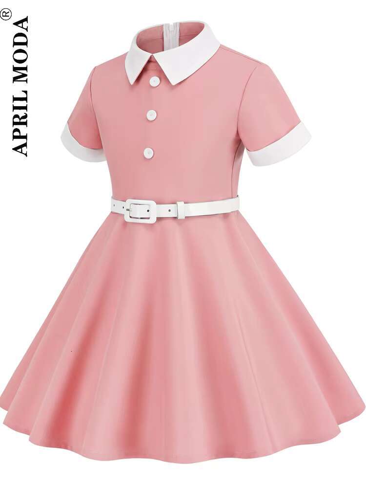 2025 Little Girl Vintage Party Dress Patchwork Solid Summer Dresses Robe Pin Up Retro 50s 60s Rockabilly Pinup Sundress Vestidos dongdumaoyi