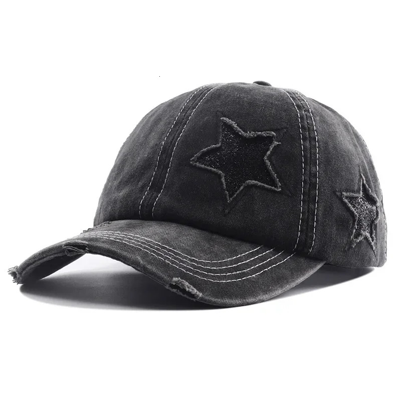 2024 Star Hollow Out Tail Baseball Cap for tail Hat Women Hip Hop Adjustable Distressed Hats Casquettes Femmes 250704