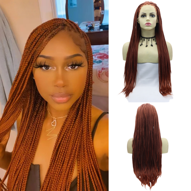 Black Mixed Curly Wigs Braided Look Like Human Hair Wigs Bohemian 24 Inch 360 Full Lace Front Wigs Braid Long Wig Women Synthetic Locs Cornrow Braids 