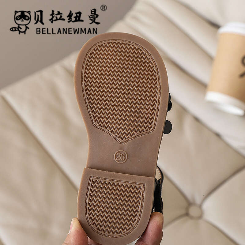 Girls' Fashion Sequin Princess 2025 Summer New Korean Style Children's Soft Sole Beach Black Sandals