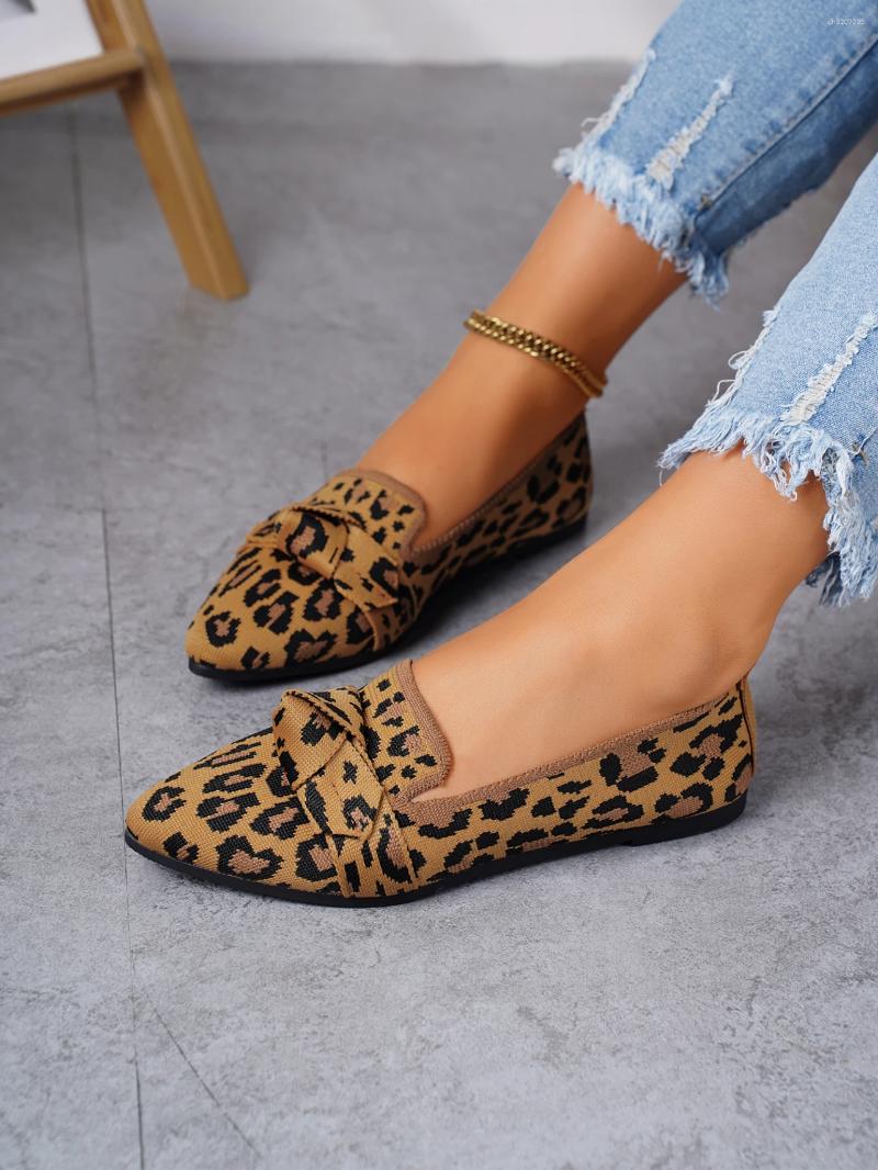 Designer shoes for women Shoes lightweight pointed bean shaped women's shoes comfortable slip resistant Casual Shoes Leopard Print Flat For Women