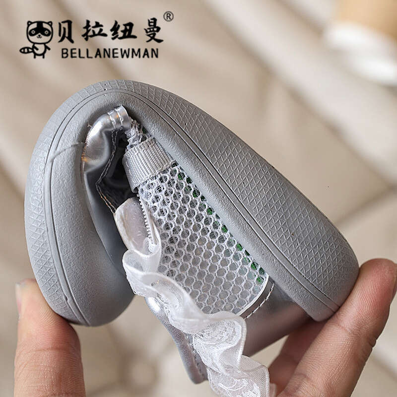 Children's 2025 Summer New Kids Sports Sandals Girls Lace Trim Single Mesh Shoes
