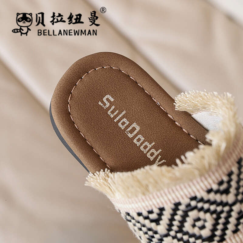 Ethnic Style Fisherman Slide Sandals 2025 Summer New Girls' Fashion Woven Outdoor Slippers