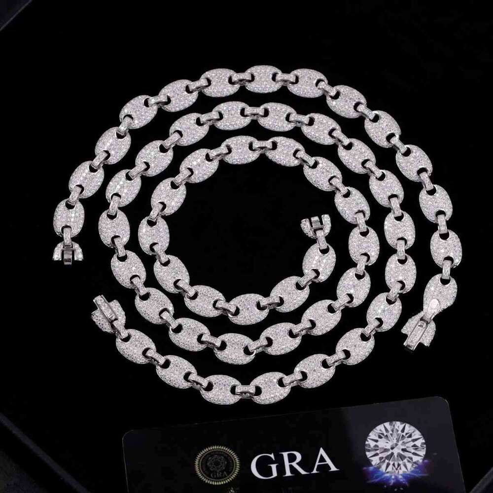 Hot Sale Pig Nose Style 6MM 8MM Pass Dia Tester VVS Moissanite Gems with Sier Cuban Link Chain Jewelry