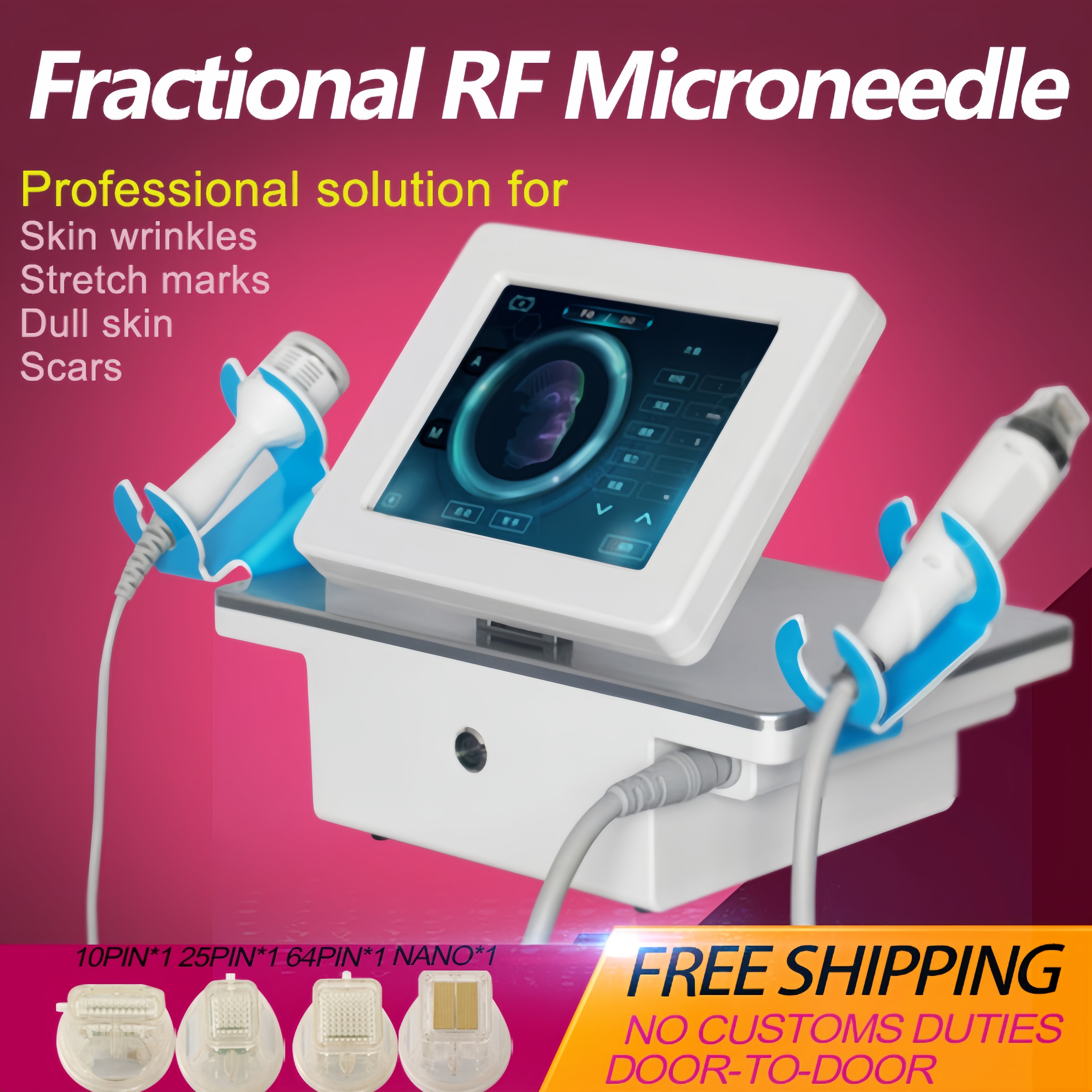Portable 2 in 1 Radiofrequency Rf Skin Tightening Stretch Mark Removal Fractional Machine with Cold Hammer Suitable for home and beauty salon