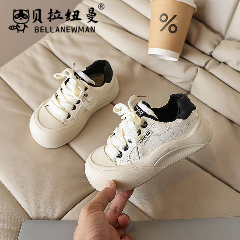Choice Big Toe Bread 2025 Spring and Autumn New Korean Version Children's Thick-Soled Casual Sneakers Girls' White Shoes