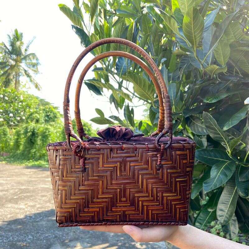 Bamboo Women's Handbag Ethnic Handmade Artistic Woven Basket Casual Vacation Beach Handheld Small Bag