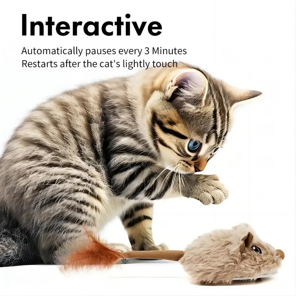 Rechargeable Motion Mouse for Kitten Mouse Sound Moving Mouse Interactive Cat Toy Sound Mouse Cat toy 250716