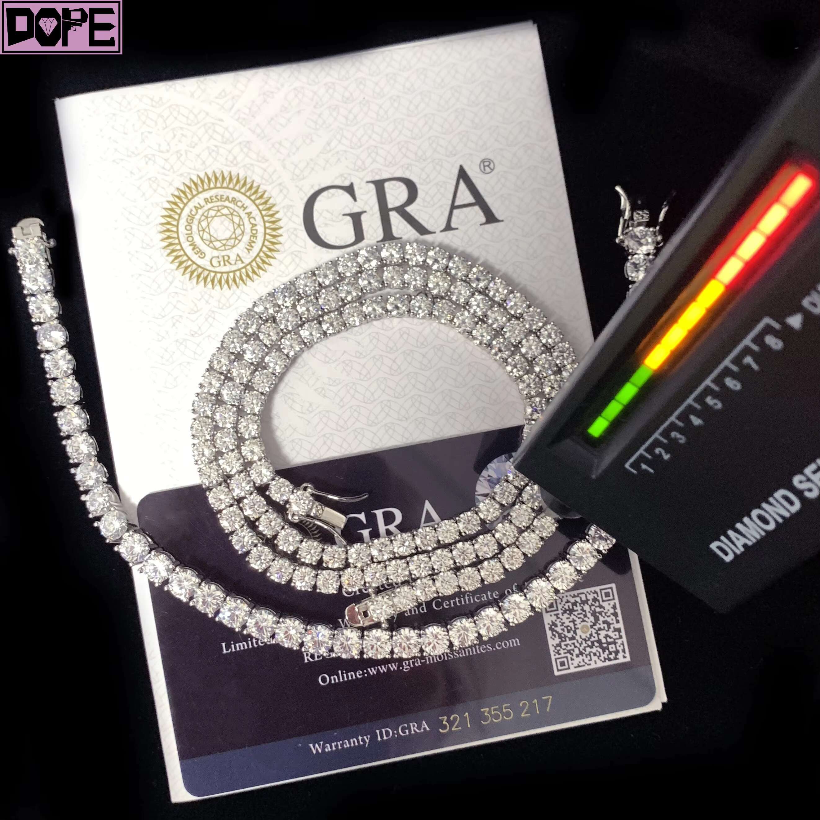 Factory Direct Offer 3mm 4mm 925 Silver Tennis Chain Necklace Pass Diamond Tester Vvs Moissanite Tennis Chain