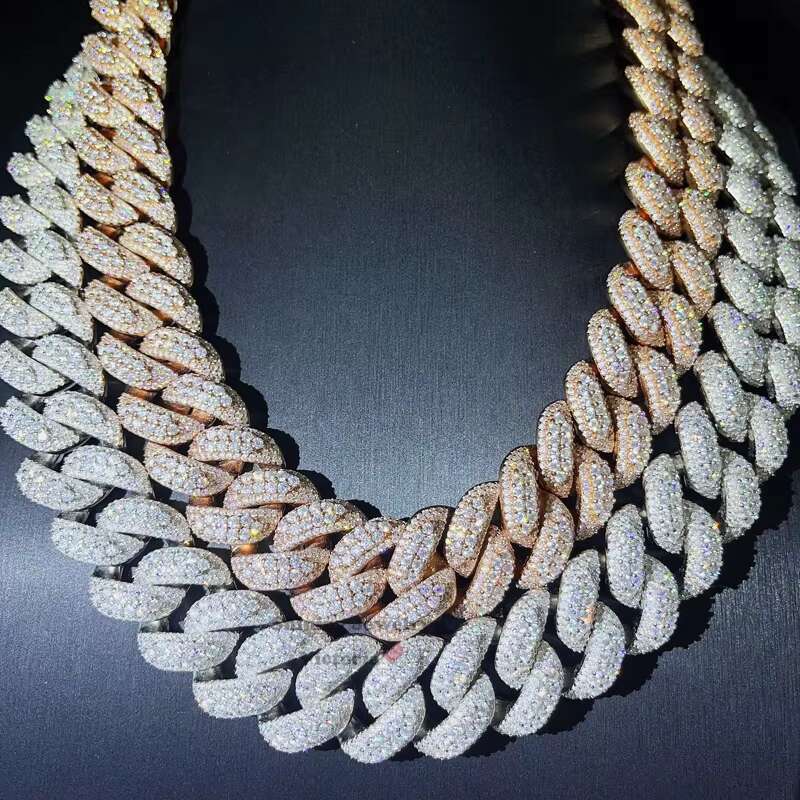 Hip Hop New Arrival 22MM Solid Silver 3D Design Miami Iced Out Moissanite Diamond Cuban Chain