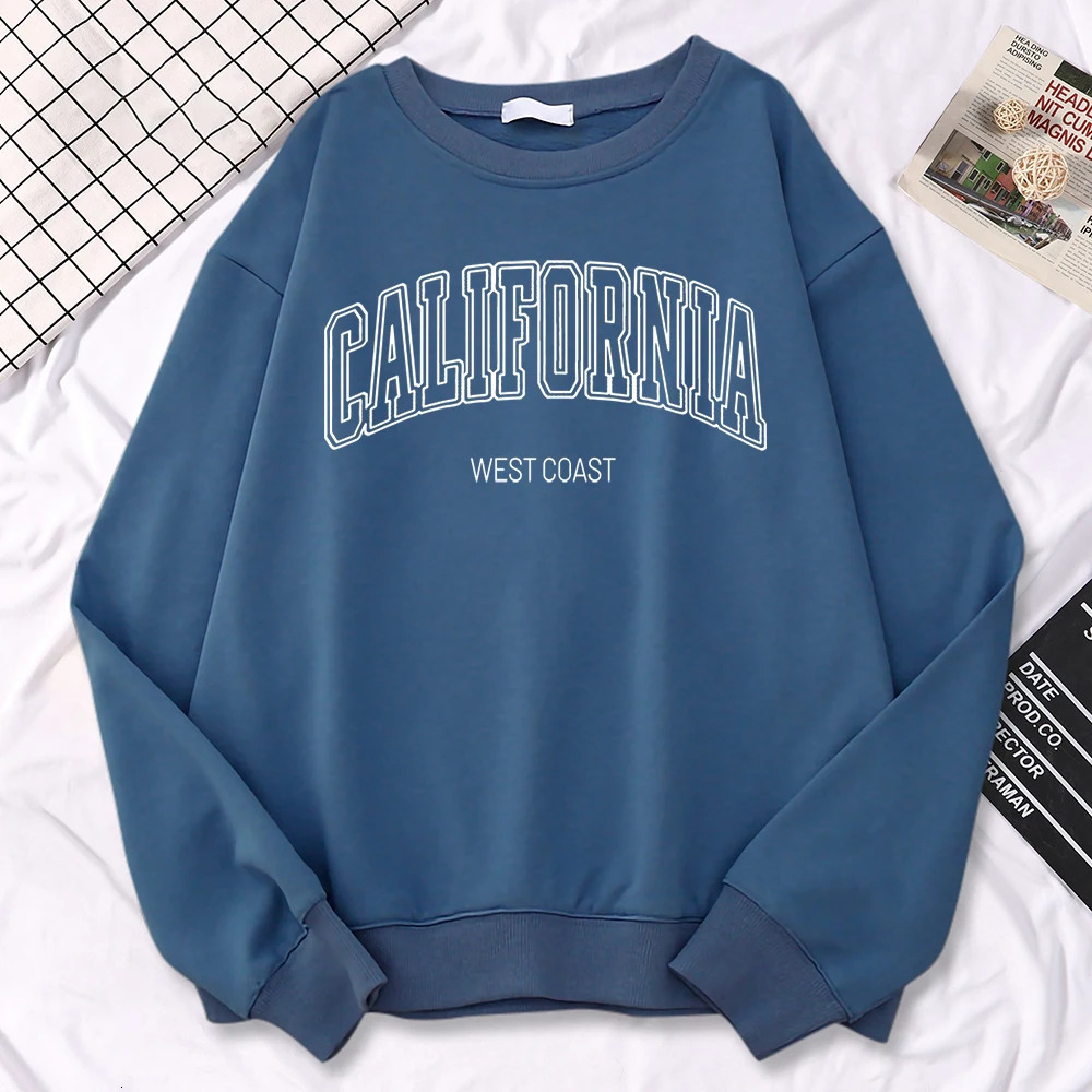 Winter Fashion WomenS Sweatshirts California West Print Hooded Crewneck AllMath Pullovers Loose Warm Female Streetwear 250707