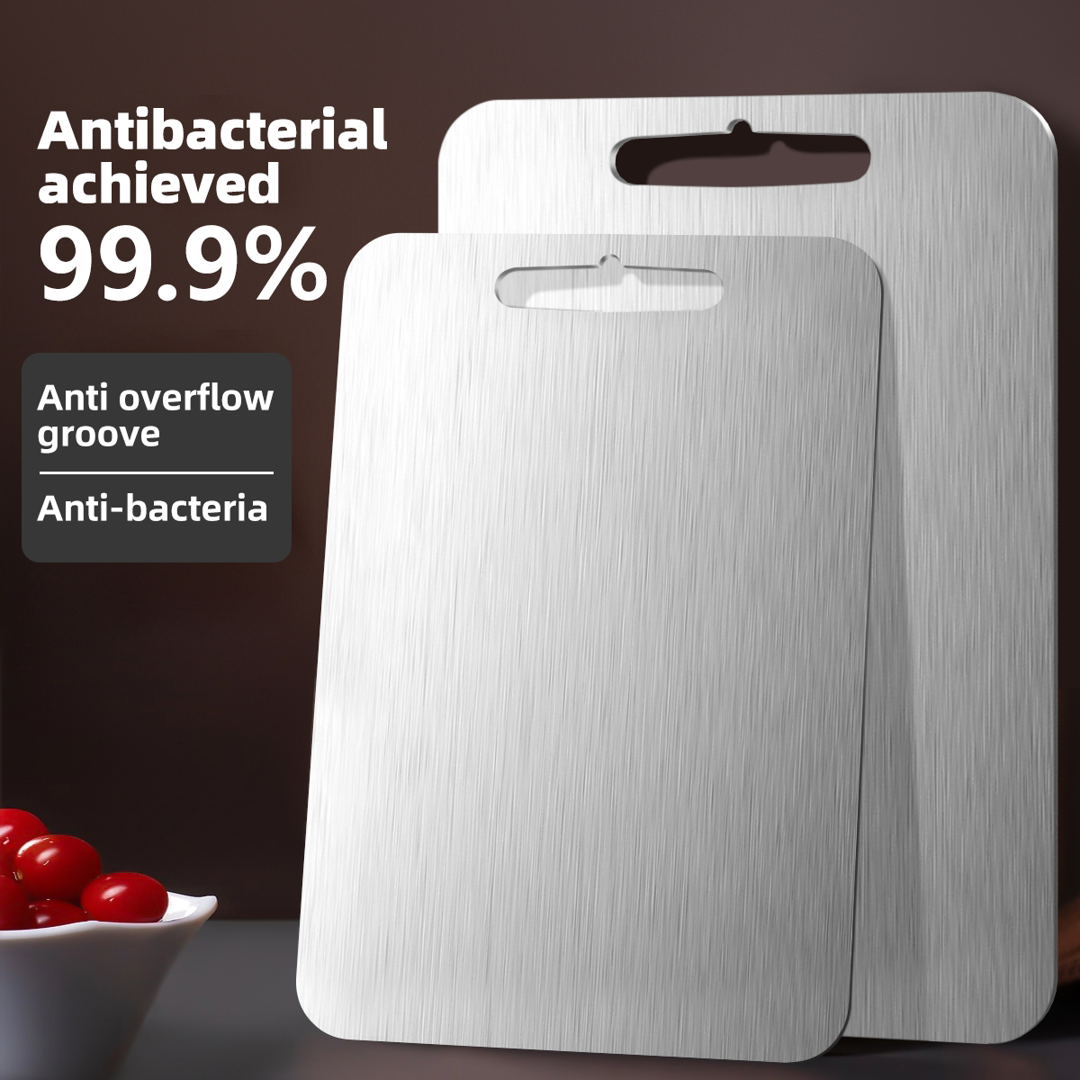 Durable 304 Stainless Steel Cutting Board - Double-Sided Food Grade for Kitchen Use Anti mold and anti-corrosion small size