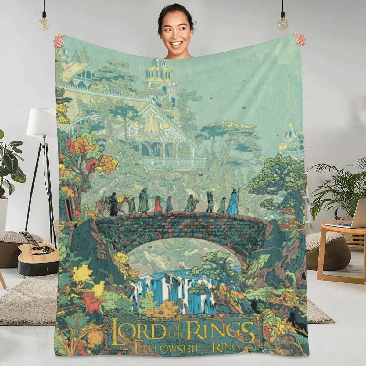 Vintage Ring Lord Movie Flannel Blanket Peace Nature Warm Throw Blanket for Chair Sofa Bed Novelty Bedspread Sofa Bed Cover X250714