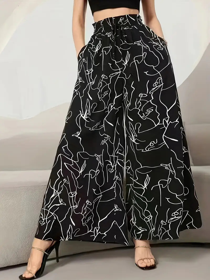2025 New Women's Skirt New Luxury Women's Pants Skirt Printed Long Skirt Women's Pants Summer Large Bottom Long Fold Design New Designe