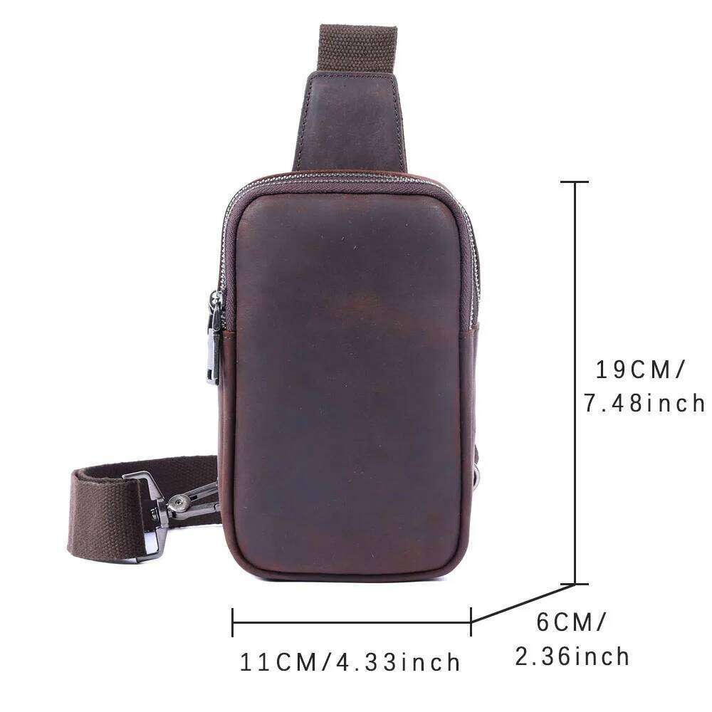 Premium Genuine Chest For men Vintage Full Grain Leather Crossbody Shoulder Sling Bag Daypack Large Capacity