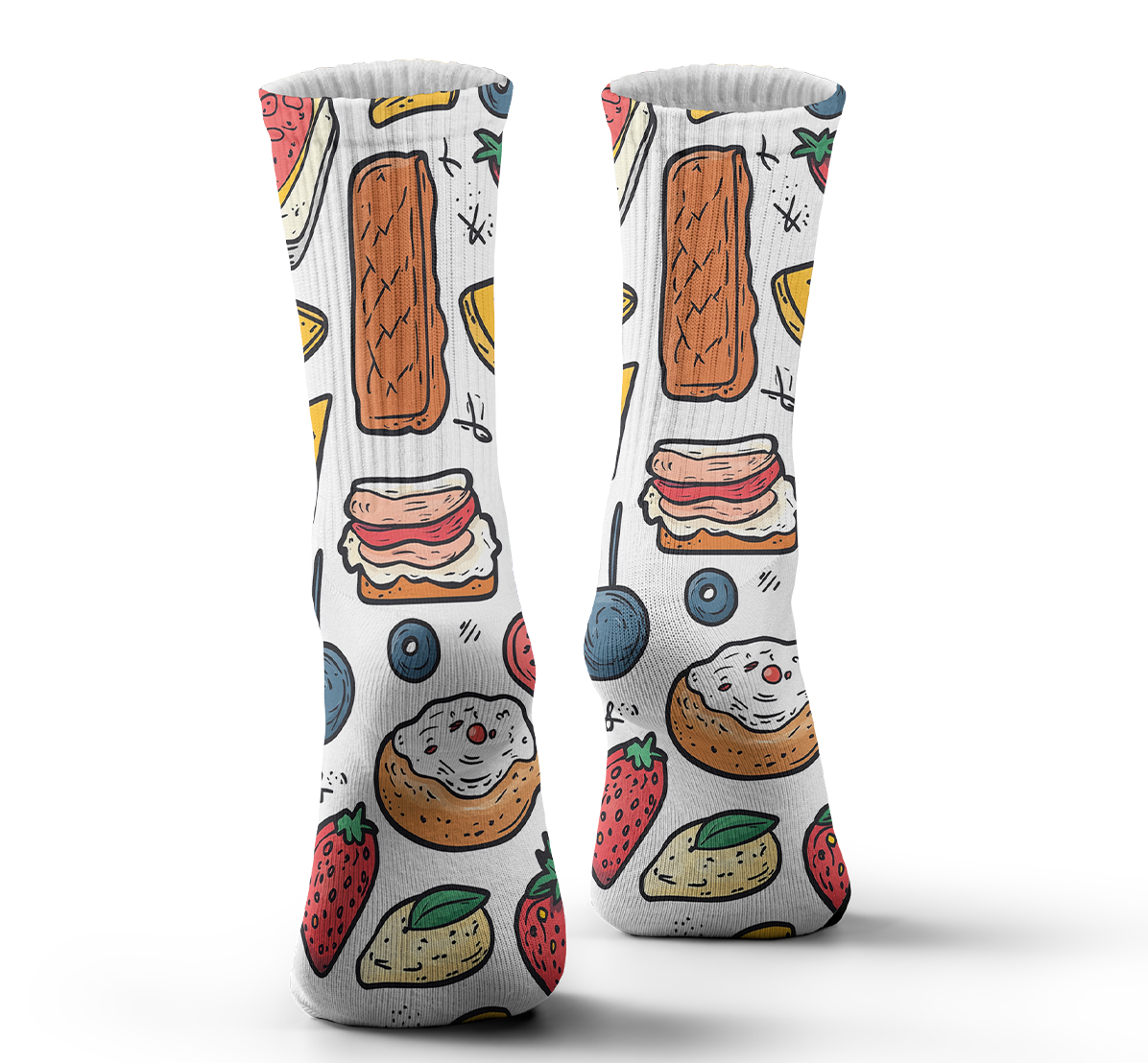 culinary craze tube unisex sock pop food bread prints