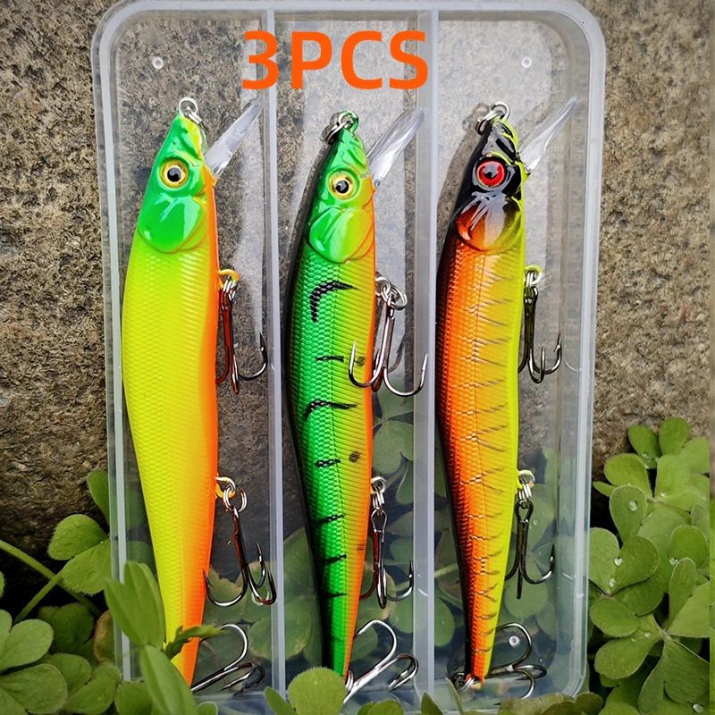 3PCSbox Japan Slow Sinking Minnow Fishing Lures 12cm 14g Jerkbait Bass Pike Carkbait Wobblers Swimbait Professional Bait 250708