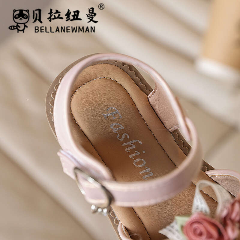 Girls' 2025 Summer New Fashion Flower Soft Sole Children's Sandals Little Girls Open-Toe Beach Shoes Toddlers