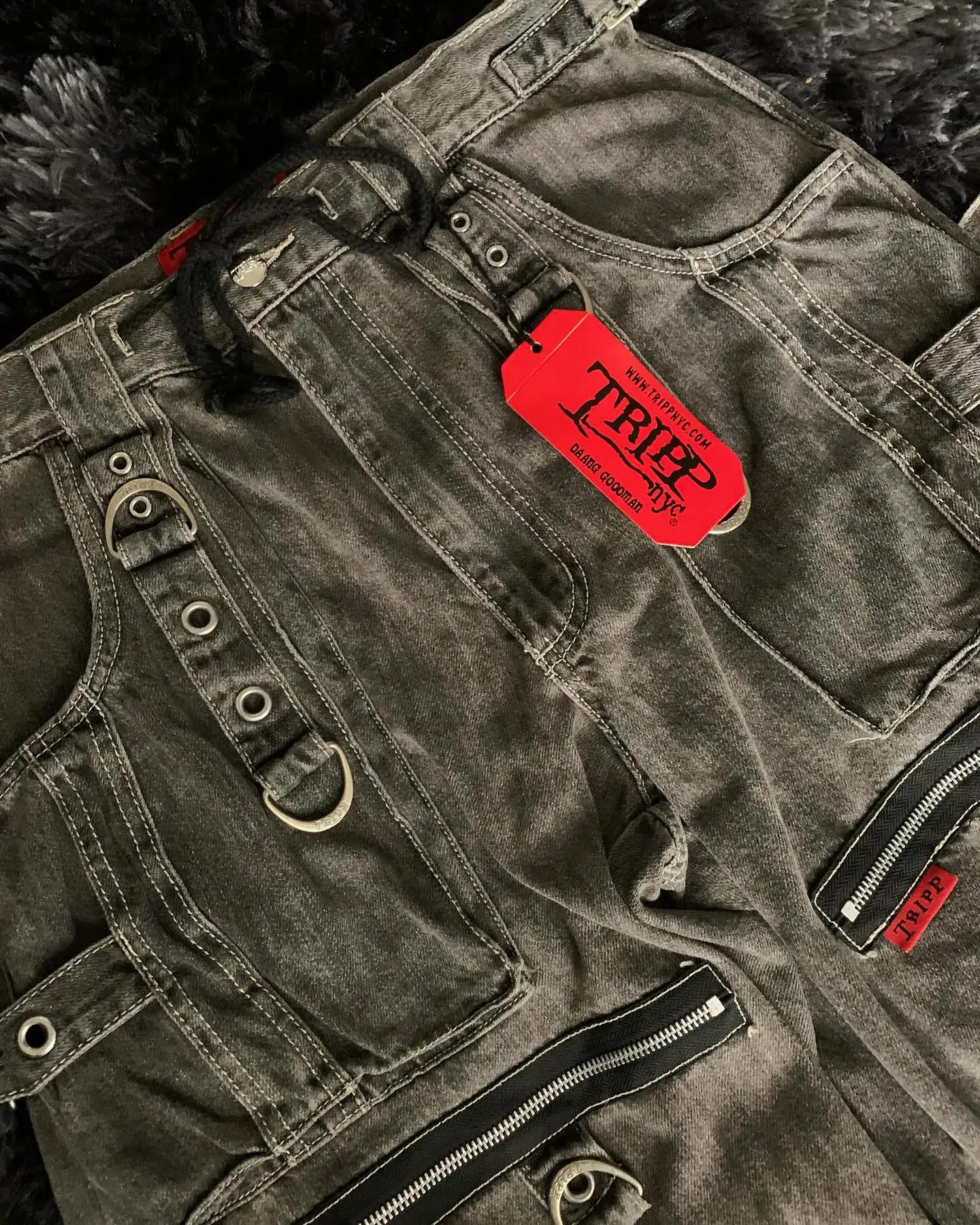 Punk Retro Trendy Strap Jeans Y2k Men Women Hip Hop Multi Pocket Baggy Denim Pants Fashion Patchwork Cargo Trouser Streetwear 250708