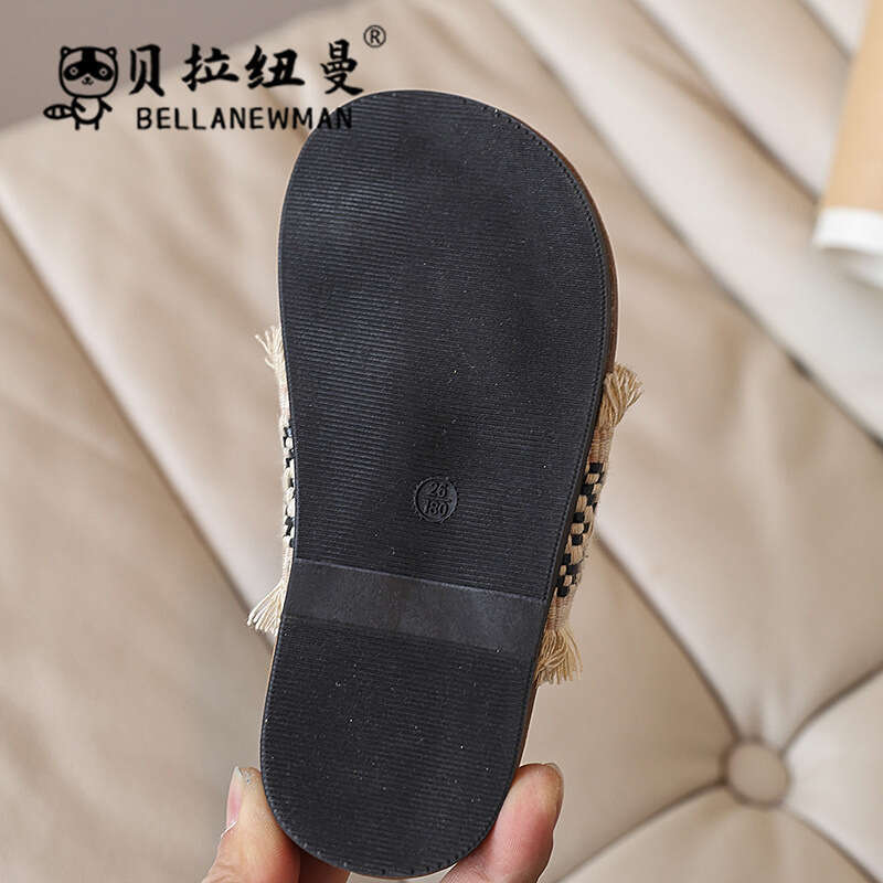 Ethnic Style Fisherman Slide Sandals 2025 Summer New Girls' Fashion Woven Outdoor Slippers