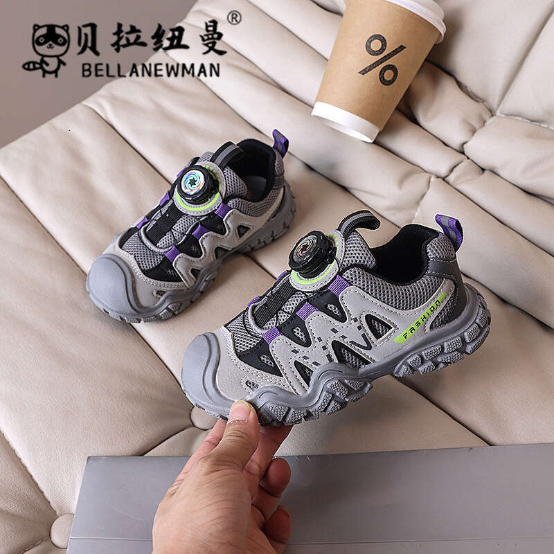 Girls' Fashion Dad Shoes 2025 Spring and Autumn New Korean Style Boys' Mesh Breathable Rotating Buckle Sneakers