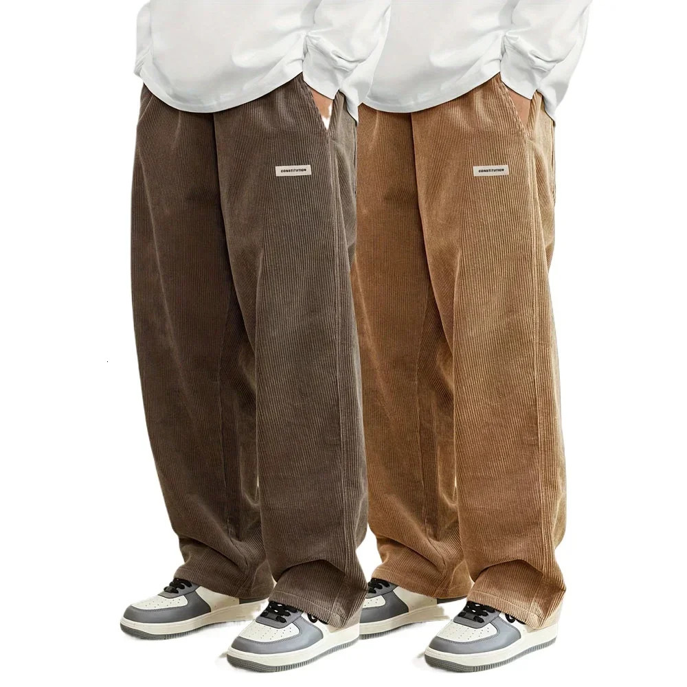 Corduroy pants men clothing Sweatpants LooseFit Casual Pants man baggy hosen Regular Length Trousers cargo pant 250714