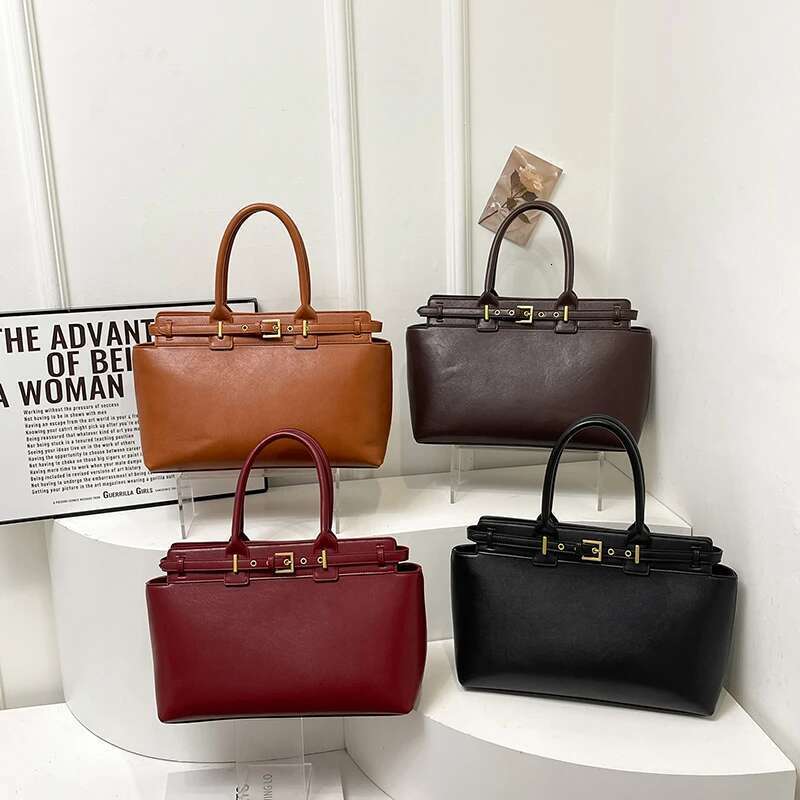 Large Size Women Top-handle Bags Retro Pure Color Big Capacity Shopping Totes Winter Latest Trendy Designer Handbags