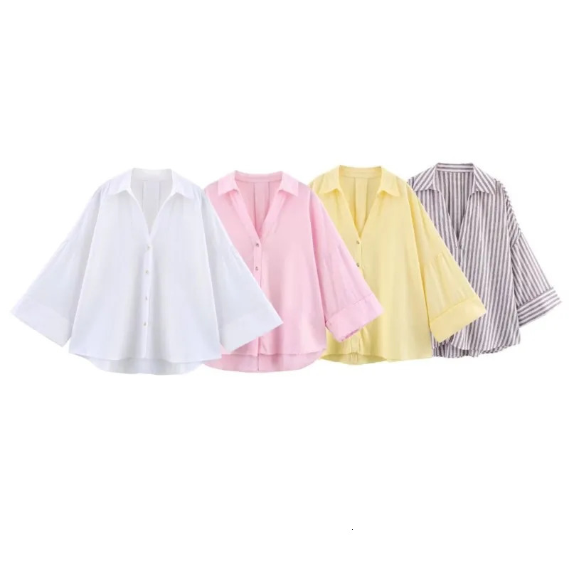 WomenWide Sleeved Shirt Spring Asymmetric Hem Button Womens Shirts Simple Lady Collar Linen Shirts Blouses 250708