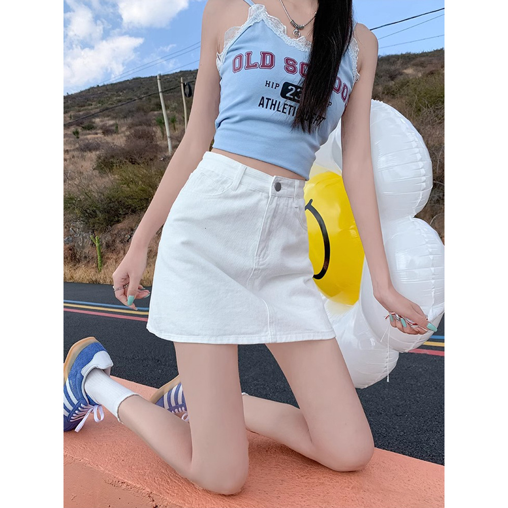 2025 New women's skirt denim skirt short skirt women's summer new high waist slim fit A-line skirt tight skirt new minimalist style solid co