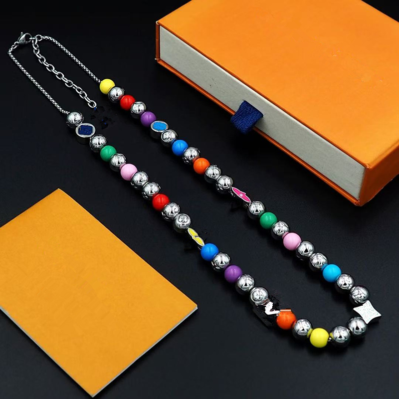 New Italian design candy colored bead necklace for men, fashionable and personalized hip-hop colored bracelet accessories