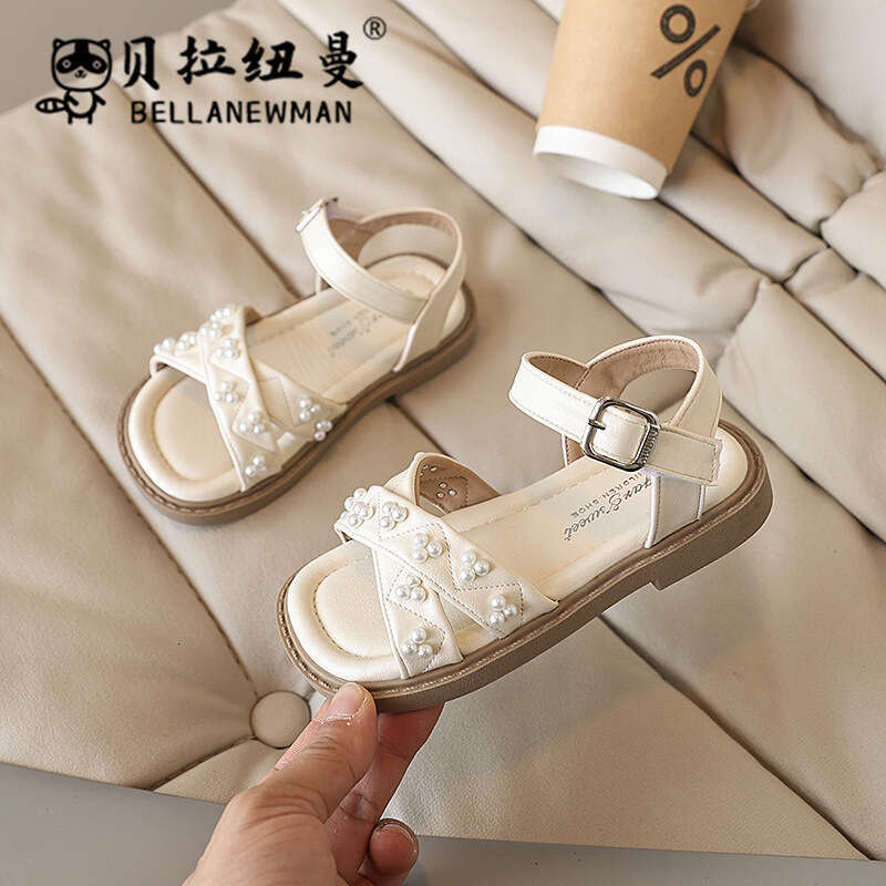 Choice Girls Pearl Small Flower Princess Sandals 2025 Summer New Children's Fashion Soft Sole Beach Shoes