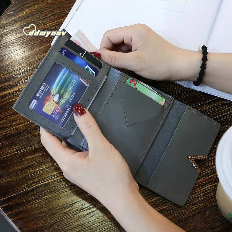 New Women Small Short Leather Wallet Luxury Brand Mini Female Fashion Wallets And Purse Credit Card Holder ddmynov