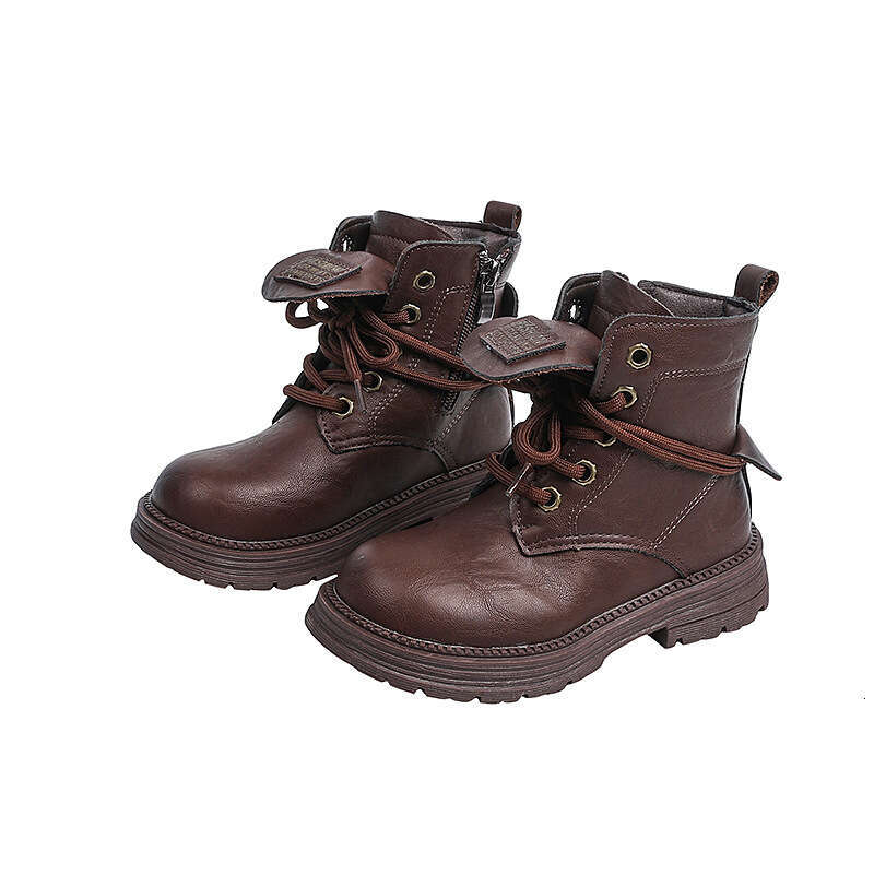Girls' Fashion Martin 2024 Autumn New Korean Children's British Style Short Boys' Leather Boots for Older Children