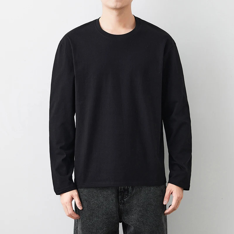 Fast Delivery TShirts Men Long Sleeves Tee Tops Male Autumn Plain Cotton Tshirts Plus Size 4XL 5XL Undershirts Man Clothing 250707