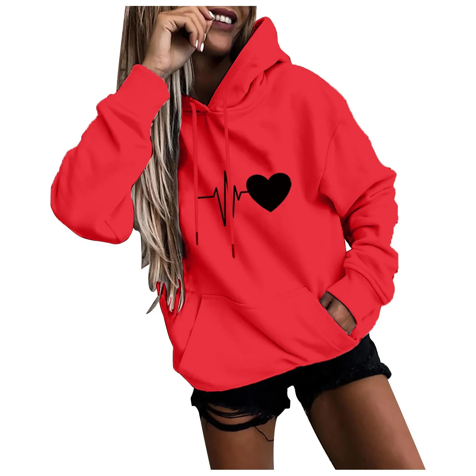 Womens Hoodies Tops Long Sleeve Sports blouse Spring Fashion fun Print Sweatshirts Solid Casual Loose Hooded Sweatshirt 250707