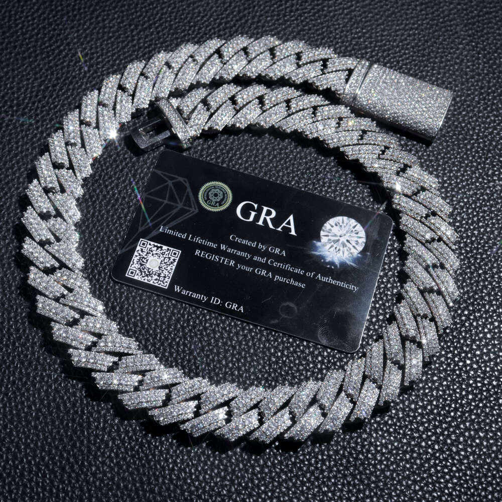 Custom Moissanite Hip Hop Fine Jewelry 925 Sterling Silver 20MM Iced Out Cuban Link Chain Moissanite Necklace Bracelet