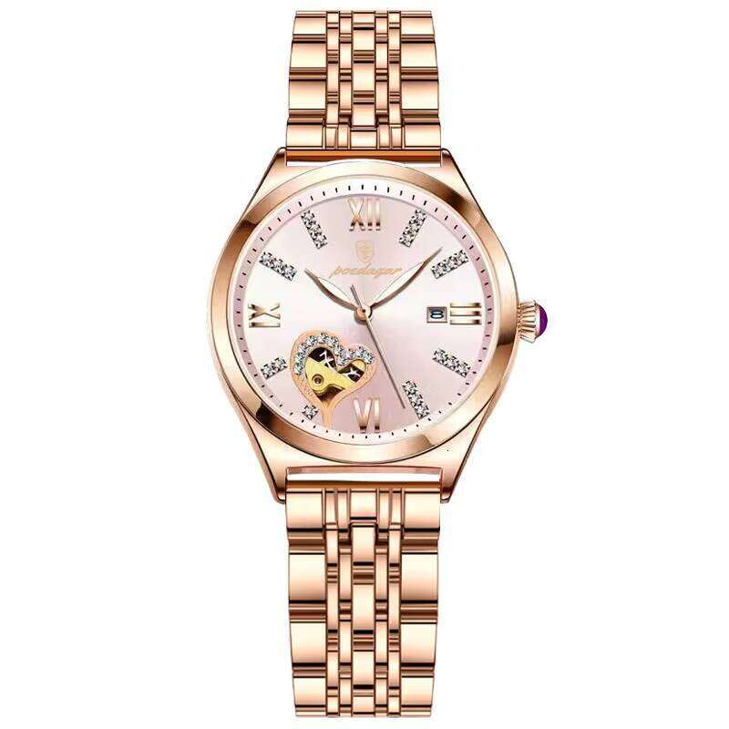 DHgargets Trendy Korean-Style Women's Watch - Waterproof 30M Luminous Stainless Steel Quartz Watch with Date (Model 320 Steel)