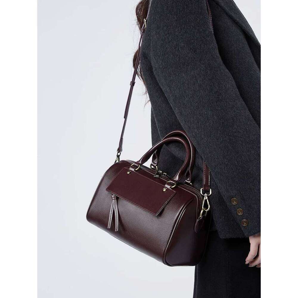 100% Genuine Leather Boston Korean style handbag ladies Fashion Shoulder Cowhide Crossbody Bag For Women