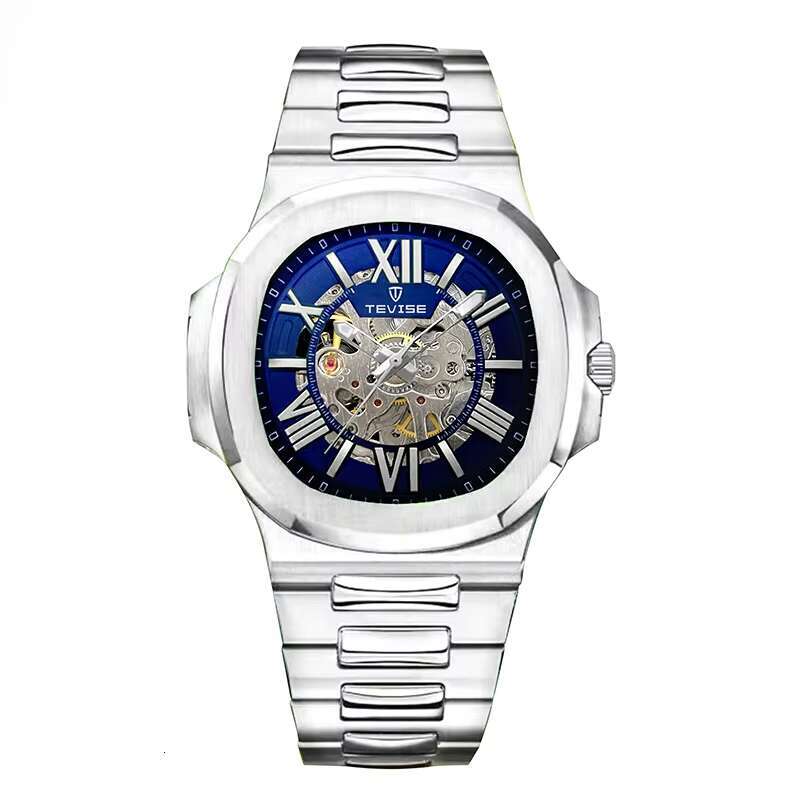 DHgargets Nautilus Skeleton Men's Business Watch Automatic Mechanical, Waterproof, Luminous, Stainless Steel, Classic Luxury Watch for Men
