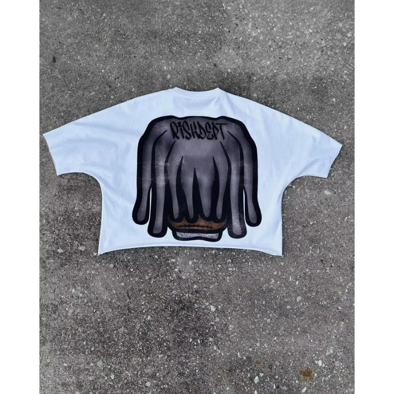 T Shirt Y2K Harajuku Hip Hop Oversized Cartoon Character Graphic Print Loose Men Women Round Neck Cotton Short Sleeve Tops 250704